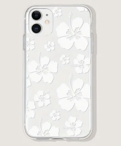 White Hibiscus Transparent Flower Phone Case